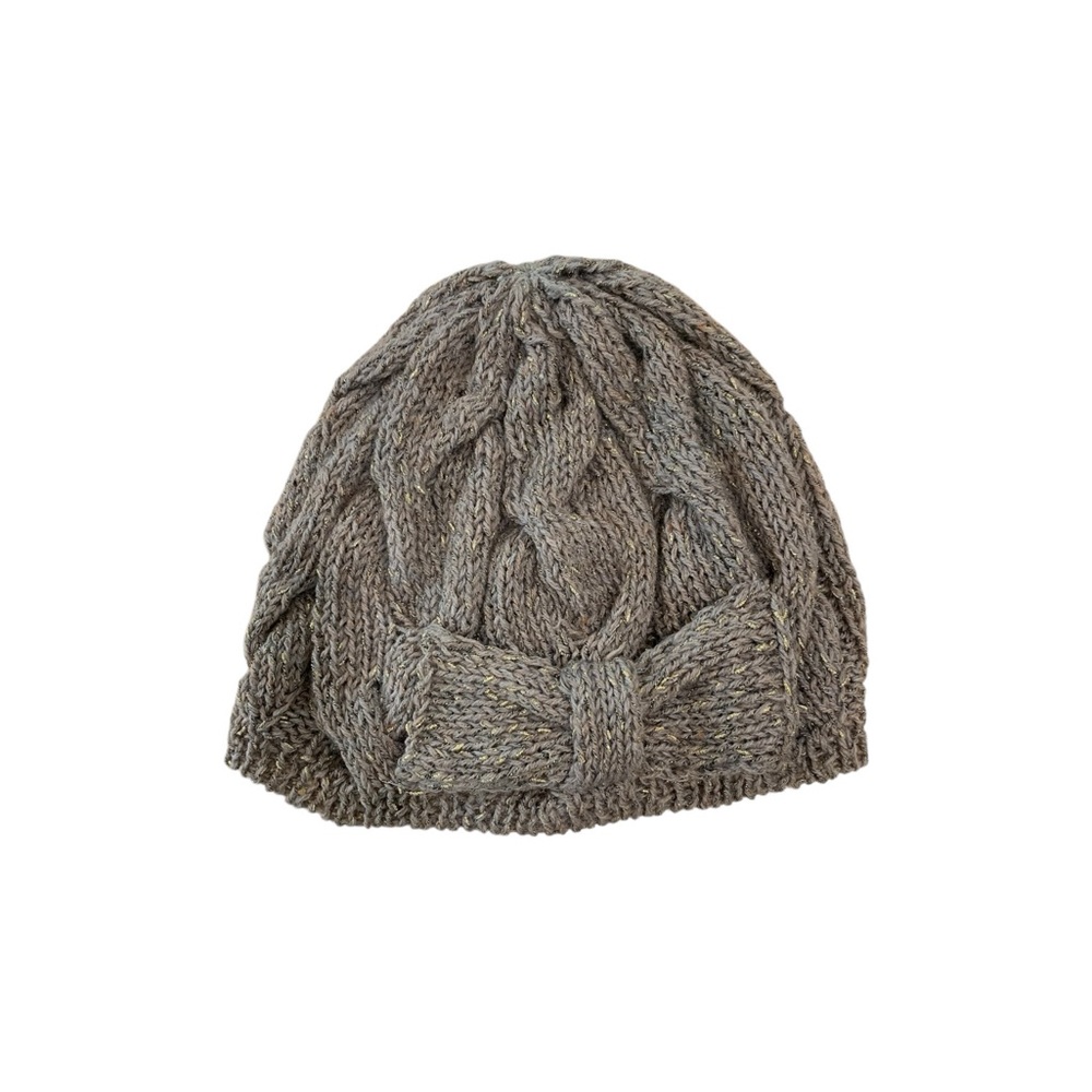 Nordstrom Grey & Gold Bow Beanie